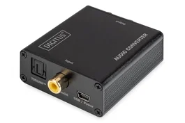 Digitus DS-40138 Convertidor de Audio Digital Óptico/Coaxial a Analógico (L/R), 192 kHz, Color Negro
