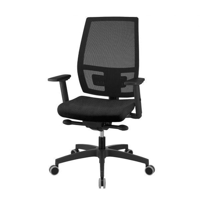 Unisit Silla Melania Giratoria Sincro con Respaldo de Malla Negro y Asiento Acolchado Negro