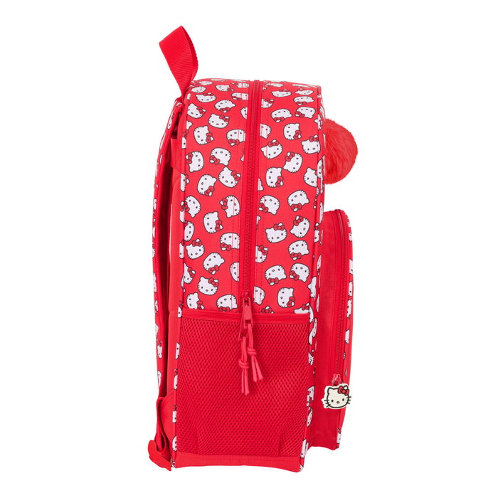Mochila Escolar Hello Kitty Iconic Blanco Rojo 33 x 42 x 14 cm