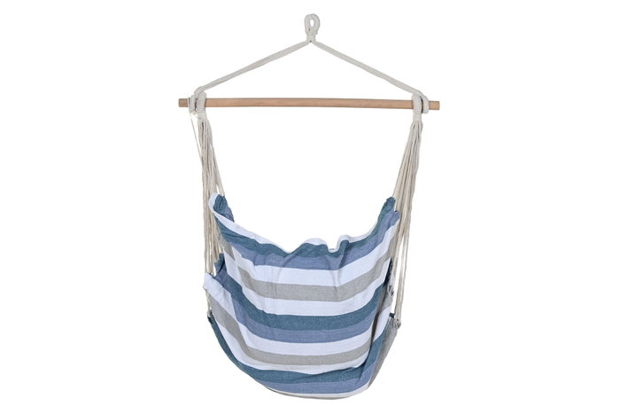 DKD Home Decor Silla Colgante para Terraza y Jardín Azul y Blanco 60 x 135 x 100 cm