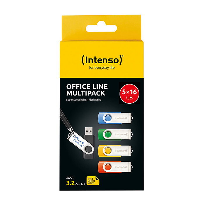 Intenso Office Line Multipack 5 x 16 GB USB 3.2 Gen 1 Multicolor