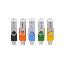 Intenso 3543575 Memoria USB Office Line, 16 GB, USB-A 3.2 Gen 1, Factor de Forma Girar, Multicolor, Pack de 5 Unidades
