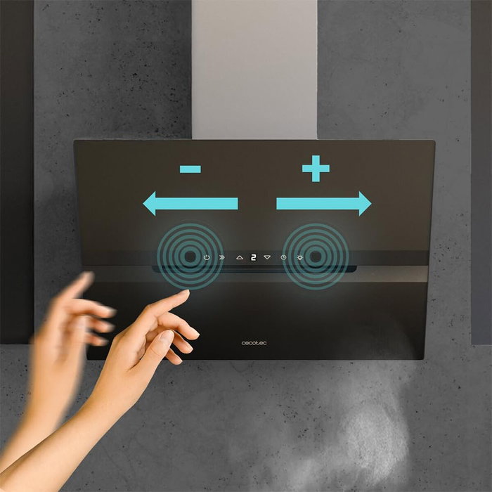 Cecotec Campana Convencional Bolero Flux DT 608010 60cm A++ Negra 800m³/h Vidrio Inox