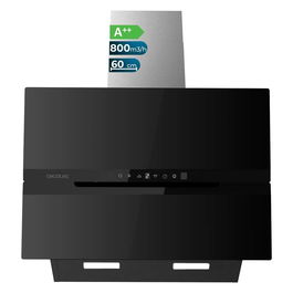 Cecotec Campana Convencional Bolero Flux DT 608010 60cm A++ Negra 800m³/h Vidrio Inox