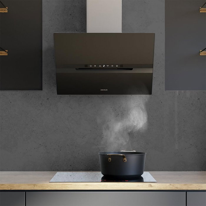 Cecotec Campana Convencional Bolero Flux DT 608010 60cm A++ Negra 800m³/h Vidrio Inox