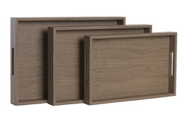 DKD Home Decor Set de 3 Bandejas de Madera Marrón 45x31x5 cm