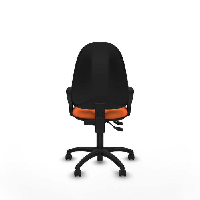 Silla de oficina Algarra con mecanismo Contacto permanente de doble maneta tapizada con Tela color Naranja. Equipada con Base poliamida negra, Brazos fijos y Ruedas autofrenantes Silla de oficina Algarra con mecanismo Contacto permanente de doble maneta tapizada con Tela color Naranja. Equipada con Base poliamida negra, Brazos fijos y Ruedas autofrenantes