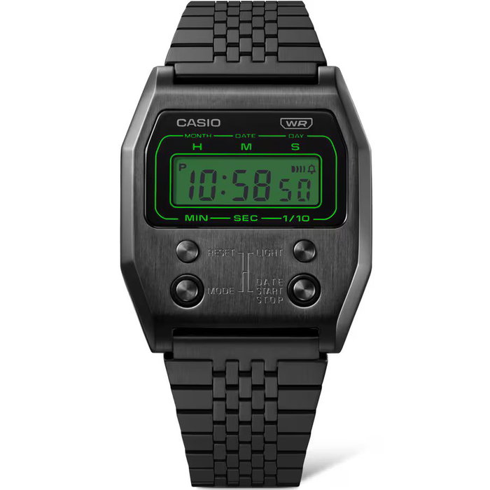 Casio A1100B-1EF con esfera verde y correa negra