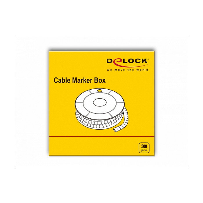 DeLOCK Caja de marcadores de cables, No. 1, amarillo, 500 unidades, plástico