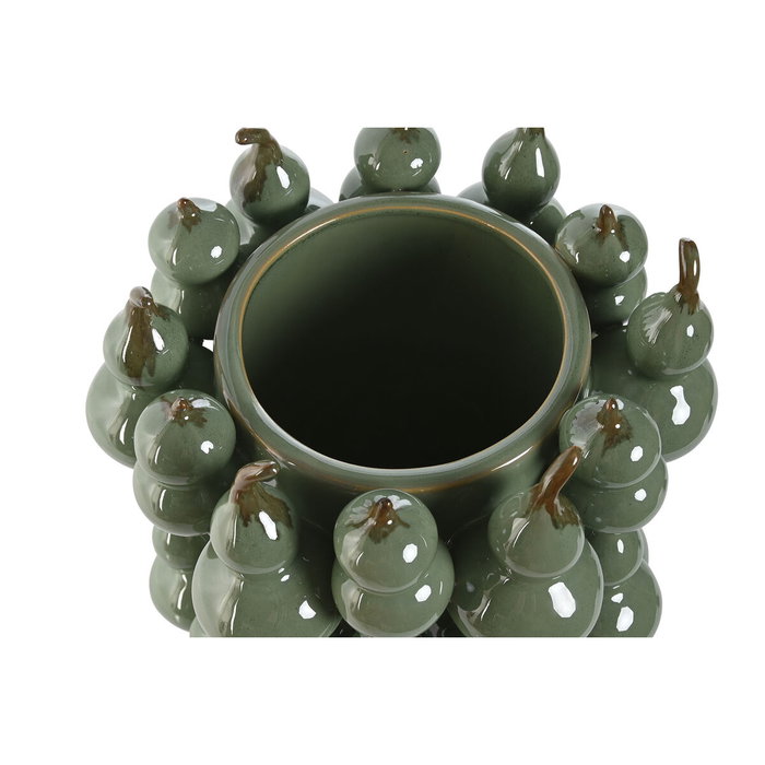 DKD Home Decor Jarrón de Gres Calabaza Verde 25x25x30 cm