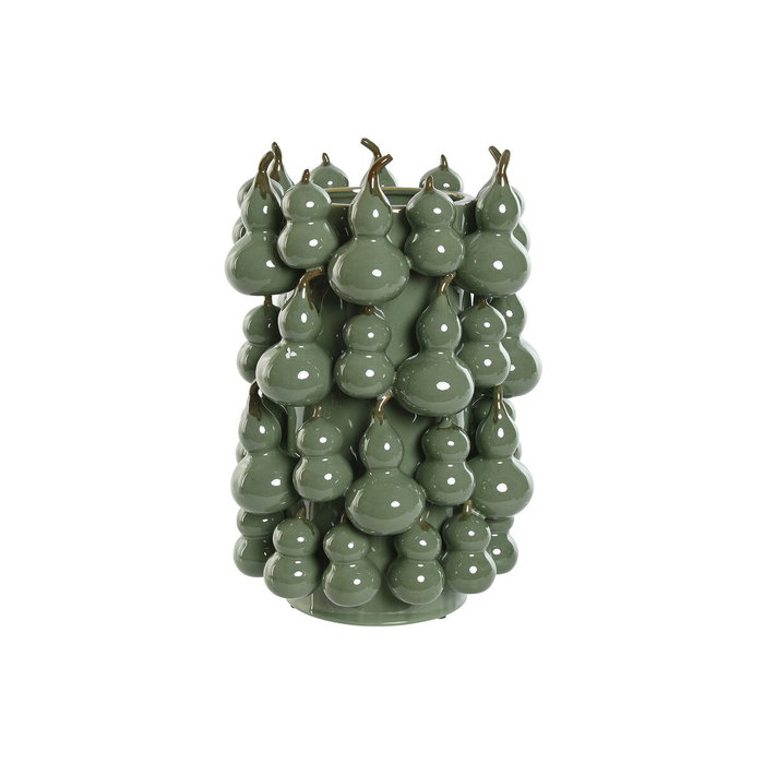 DKD Home Decor Jarrón de Gres Calabaza Verde 25x25x30 cm