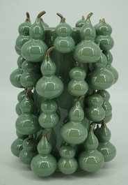 DKD Home Decor Jarrón de Gres Calabaza Verde 25x25x30 cm