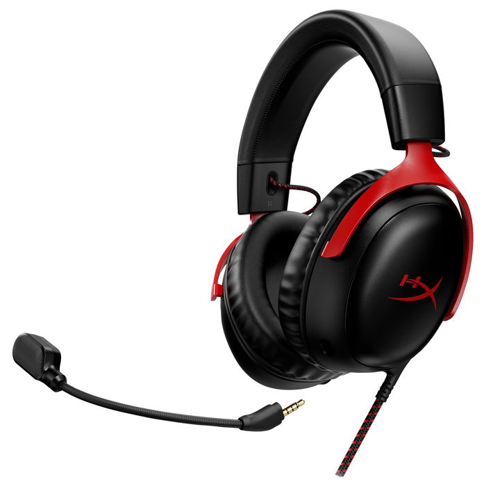 HyperX Cloud III Headset Gaming Negro/Rojo, Referencia 727A9AA, Auriculares con Sonido Surround 7.1 y Micrófono Desmontable
