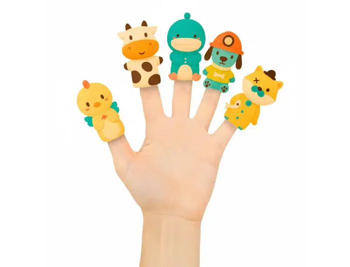 Imaginovo Tiny Tales - Marionetas de dedos de PVC para niños 10 unidades surtidas con 5 personajes, juguete educativo para +3 años