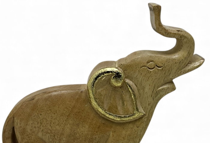 DKD Home Decor Figura de Elefante en Acacia Natural Marrón 20x3x20 cm