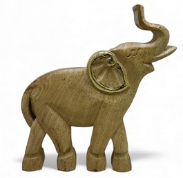 DKD Home Decor Figura de Elefante en Acacia Natural Marrón 20x3x20 cm