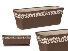 Stefanplast Jardinera Plástico 50 cm Cloe Marrón con Reserva de Agua 49.5x19x17 cm (Set de 12)