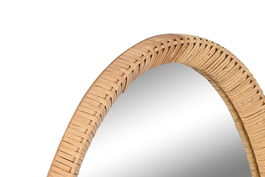 DKD Home Decor Espejo Oval Scandi Natural Ratán Cristal 53.5 x 4.5 x 85 cm