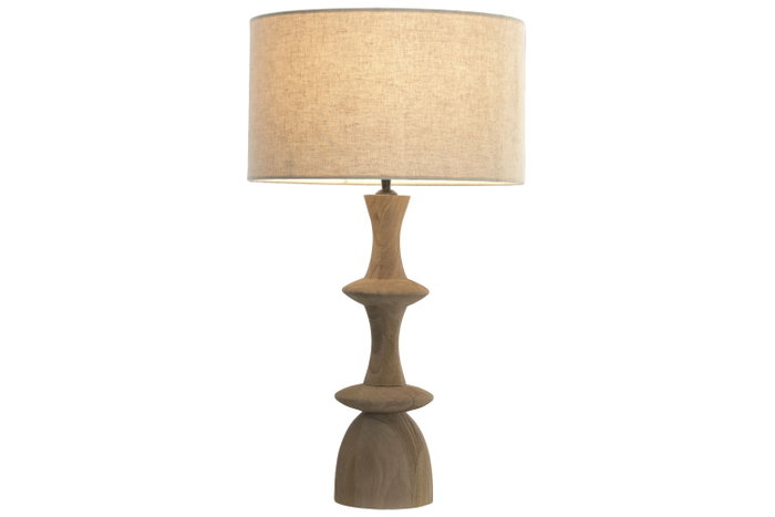 DKD Home Decor Lámpara de Sobremesa Mango y Lino Natural
