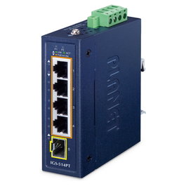 Planet IGS-514PT Switch Industrial Compacto 4-Port PoE+ 1-Port SFP