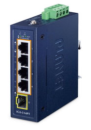 Planet Switch Ethernet Industrial Compacto 4 Puertos PoE Gigabit 10/100/1000T 1 Puerto SFP Gigabit 100/1000X