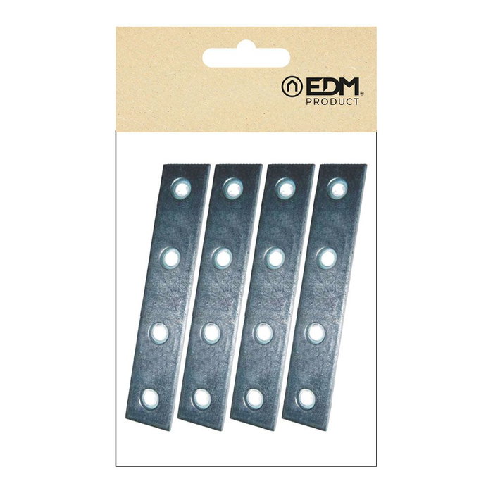Edm Placa recta de unión PLC02 de acero zincado, 120 x 15 x 2 mm, 4 uds