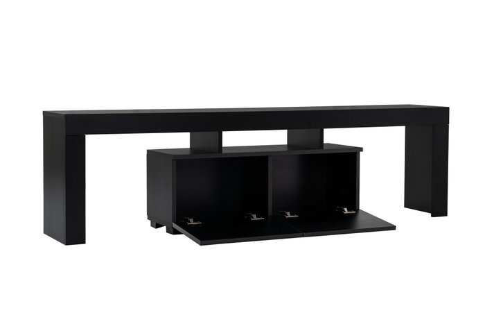 Nordure Wood Black Soporte TV 180x50x31.3cm Madera Negro Elegante y Moderno para Salón
