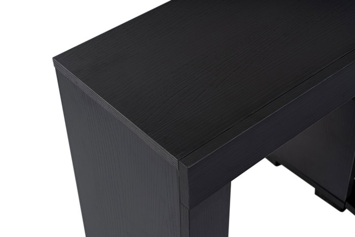 Nordure Wood Black Soporte TV 180x50x31.3cm Madera Negro Elegante y Moderno para Salón