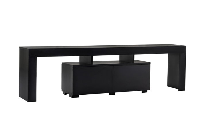 Nordure Wood Black Soporte TV 180x50x31.3cm Madera Negro Elegante y Moderno para Salón