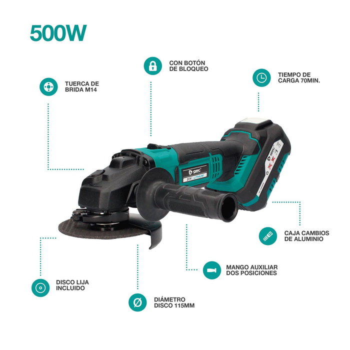 GSC Evolution Amoladora angular inalámbrica 20V GSC Evolution Amoladora angular inalámbrica 20V
