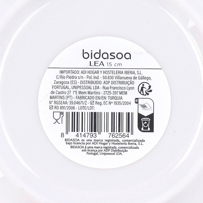 Bidasoa Plato Pan Lea Hydrozero Blanco 15 cm Bidasoa Plato Pan Lea Hydrozero Blanco 15 cm