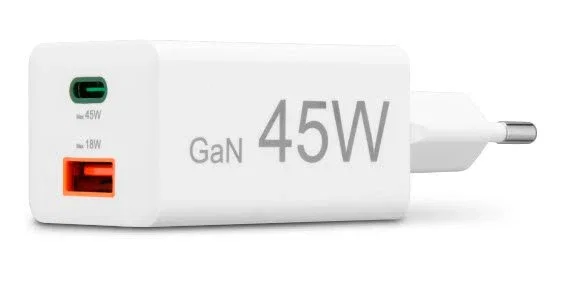 Hama 00201993 Cargador USB GaN 45W con Carga Rápida PD y Quick Charge, Doble Puerto USB-C/USB-A, Universal para Smartphone, Tablet y Portátil, Blanco Hama 00201993 Cargador USB GaN 45W con Carga Rápida PD y Quick Charge, Doble Puerto USB-C/USB-A, Universal para Smartphone, Tablet y Portátil, Blanco