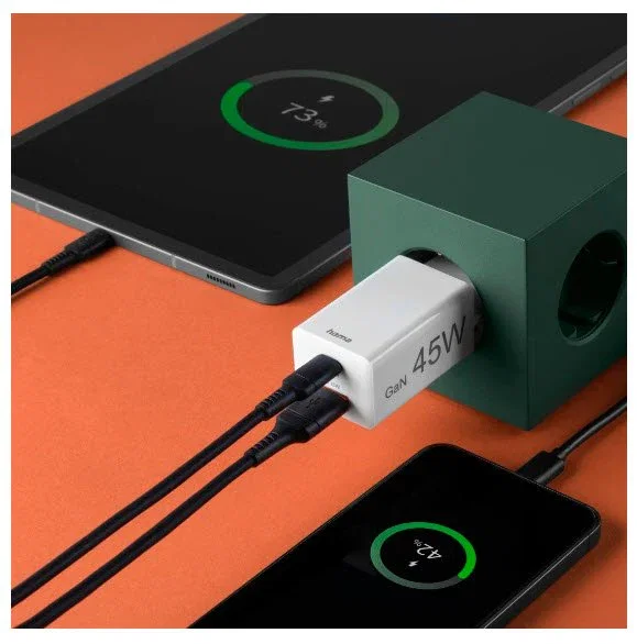 Hama 00201993 Cargador USB GaN 45W con Carga Rápida PD y Quick Charge, Doble Puerto USB-C/USB-A, Universal para Smartphone, Tablet y Portátil, Blanco Hama 00201993 Cargador USB GaN 45W con Carga Rápida PD y Quick Charge, Doble Puerto USB-C/USB-A, Universal para Smartphone, Tablet y Portátil, Blanco