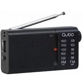 Qubo Radio Portátil RS-2 con Cable y a Pilas Negra AM/FM con Auriculares Incluidos