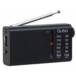 Qubo R-S2 Radio Portátil FM/AM, Antena Telescópica, con Auriculares, Color Negro