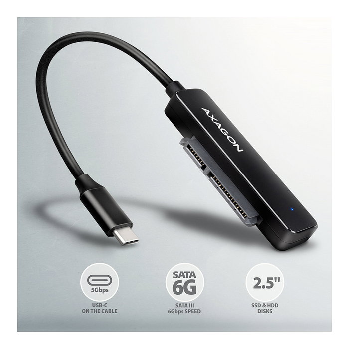 Axagon ADSA-FP2C Adaptador USB-C 3.2 Gen1 para HDD/SSD 2.5 pulg. SATA 6G FASTPort2