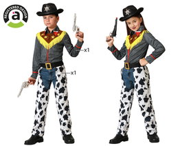 Disfraz Vaquero Unisex Niños 10-12 Años - Lejano Oeste Azul - Camisa y Cubre Pantalón