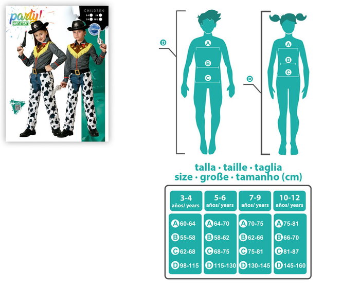 Disfraz Vaquero Niño Unisex Lejano Oeste Azul 10-12 Años