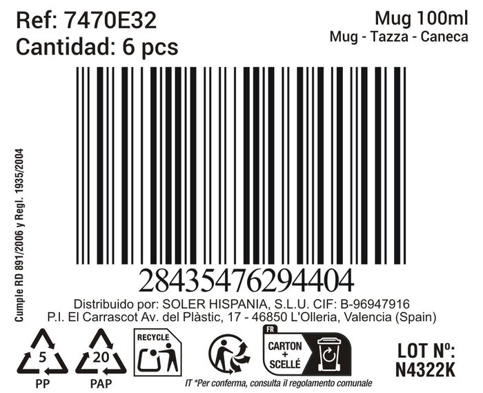 La Mediterranea Taza Black Clay 100ml (Pack de 36 unidades)माही