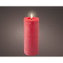 Lumineo Vela LED de Cera con Efecto Llama, Color Rojo y Superficie Rústica, Luz Cálida con Temporizador 6h/18h, Ø7 x 19 cm