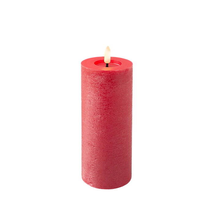 Lumineo Vela de Cera LED Roja con Superficie Rústica