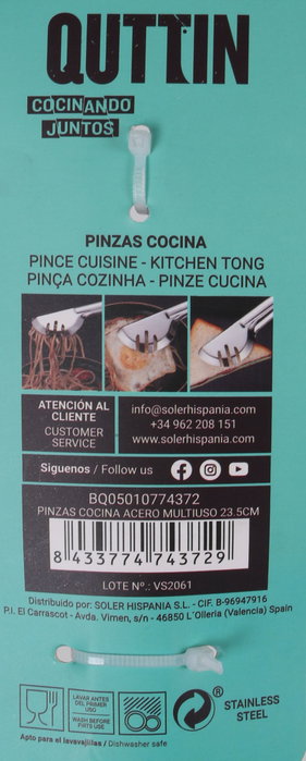 Quttin Pinzas de Cocina Multiuso de Acero 23,5 cm