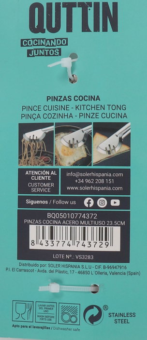 Quttin Pinzas de Cocina Multiuso de Acero 23,5 cm