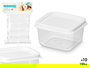 Leknes Set 10 Botes Cuadrados Tapa 100ml Plástico PP Blanco/Transparente Medidas 15x24x5.5 cm (Set de 24)