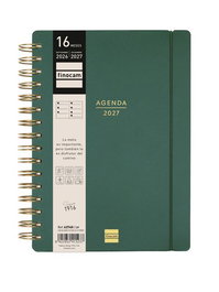Finocam Agenda Anual Haiku 16 Meses con Tapa Dura y Goma Verde