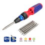 Workpro Destornillador de Carraca 12 en 1 con 6 Puntas Dobles de Acero - PH1, PH2, PH3, T10, T15, T20, T25, S1, S2, S3, Plana 4mm/5mm, Color Azul y Rojo