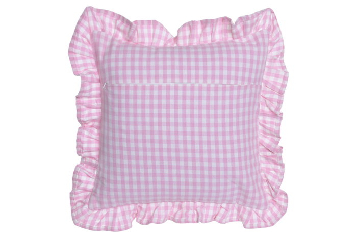 DKD Home Decor Cojín Algodón Reciclado Rosa con Volantes Vichy (Pack de 2)