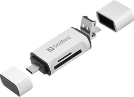 Sandberg Lector de tarjetas USB-C + USB + MicroUSB Plata
