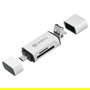 SANDBERG Card Reader USB-C+USB+MicroUSB, Lector de Tarjetas SD/MicroSD, Plata, 1 Pieza