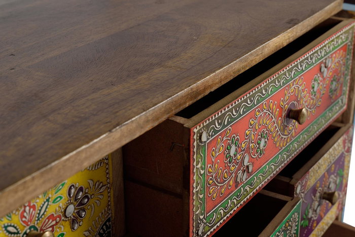 Giner y Colomer Cómoda de Madera de Mango Natural y Multicolor con 7 Cajones